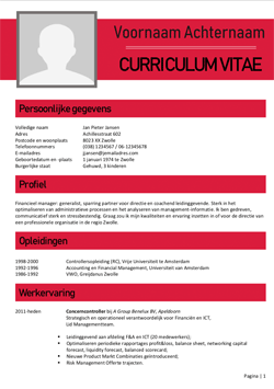 Zakelijk CV Rood